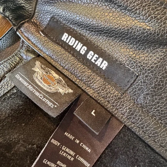 Harley-Davidson Black Leather Riding Chaps, size Lg. Excellent used condition - Picture 4 of 8